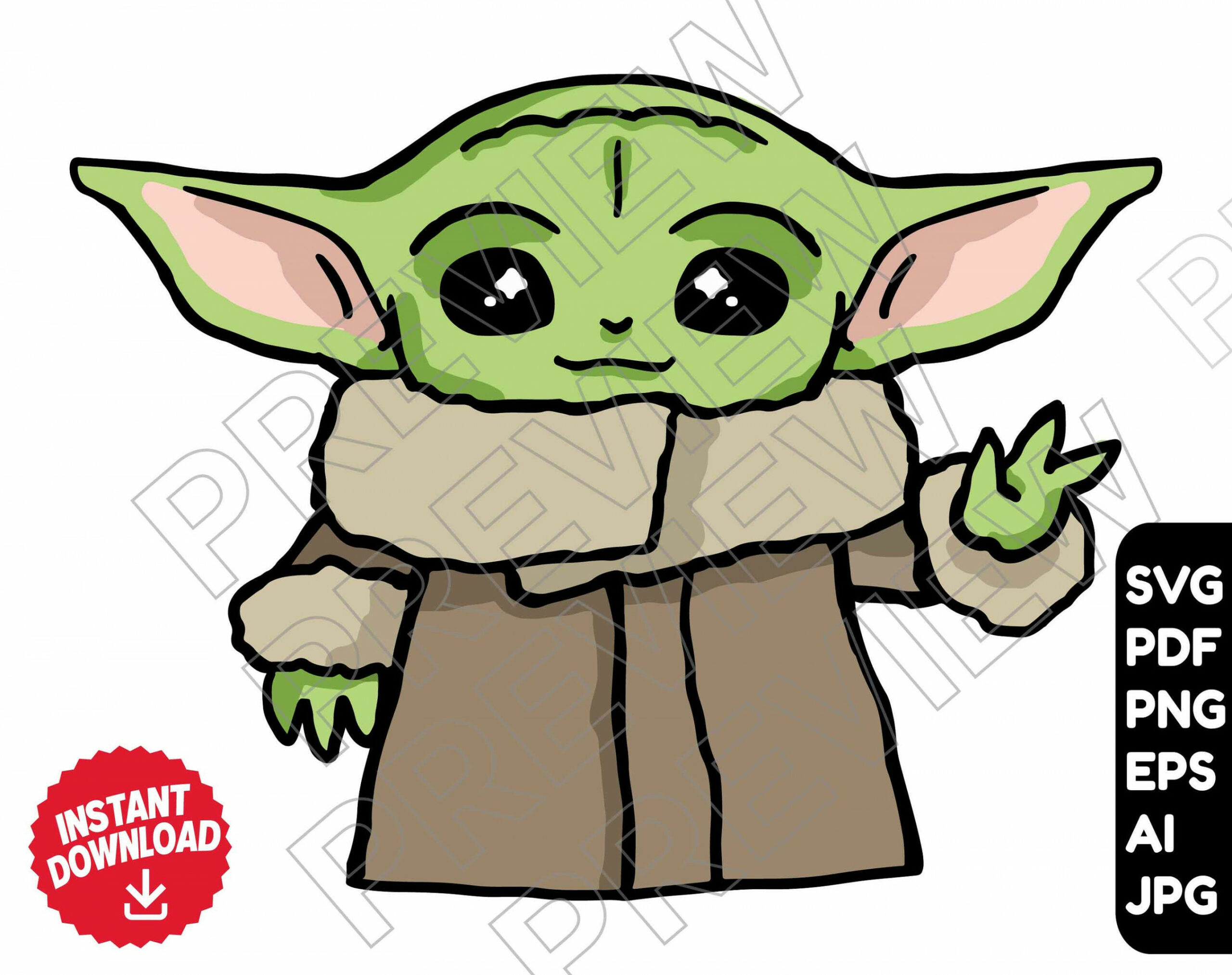 Baby Yoda SVG Clipart Vektor Datei Digitaler Download - Etsy