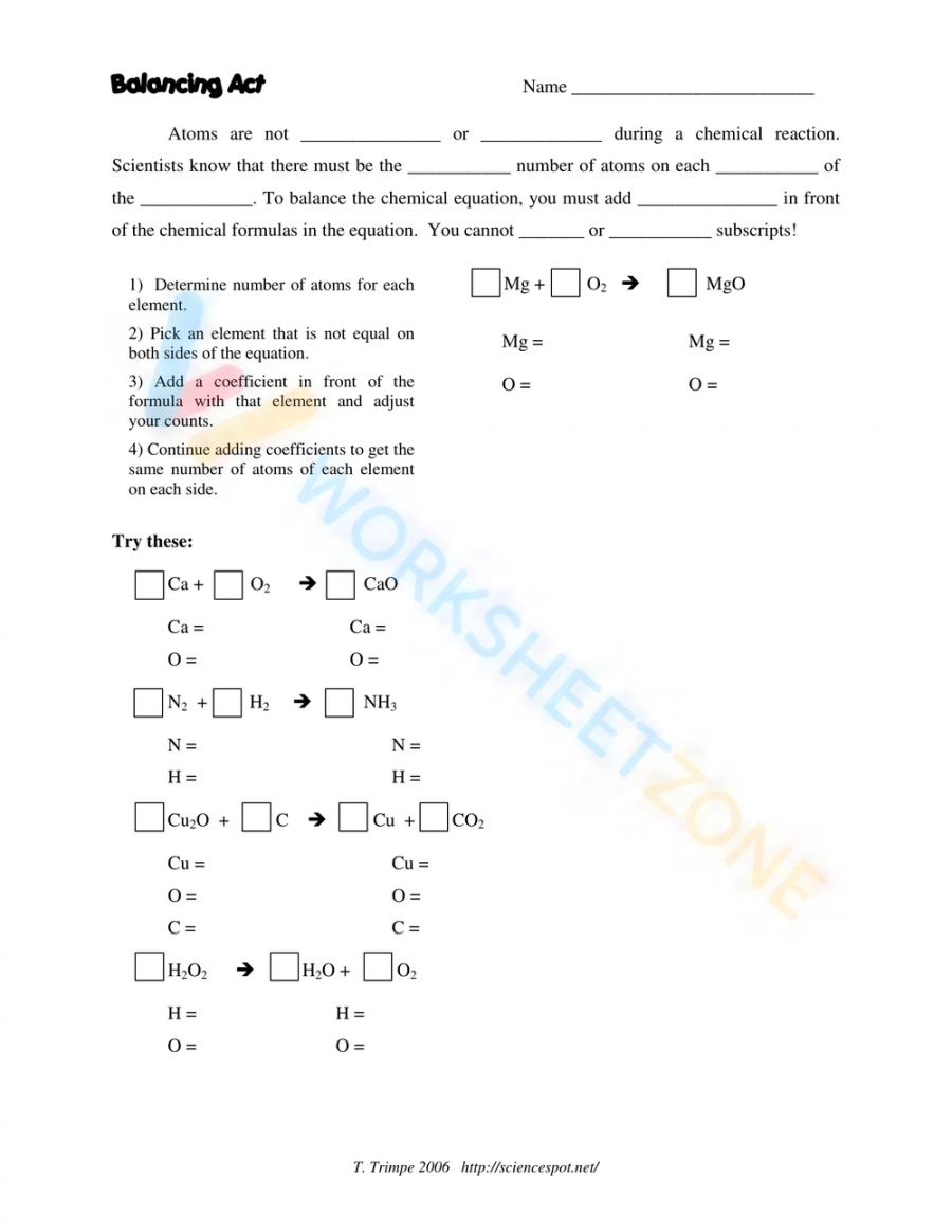 Balancing Act Worksheet