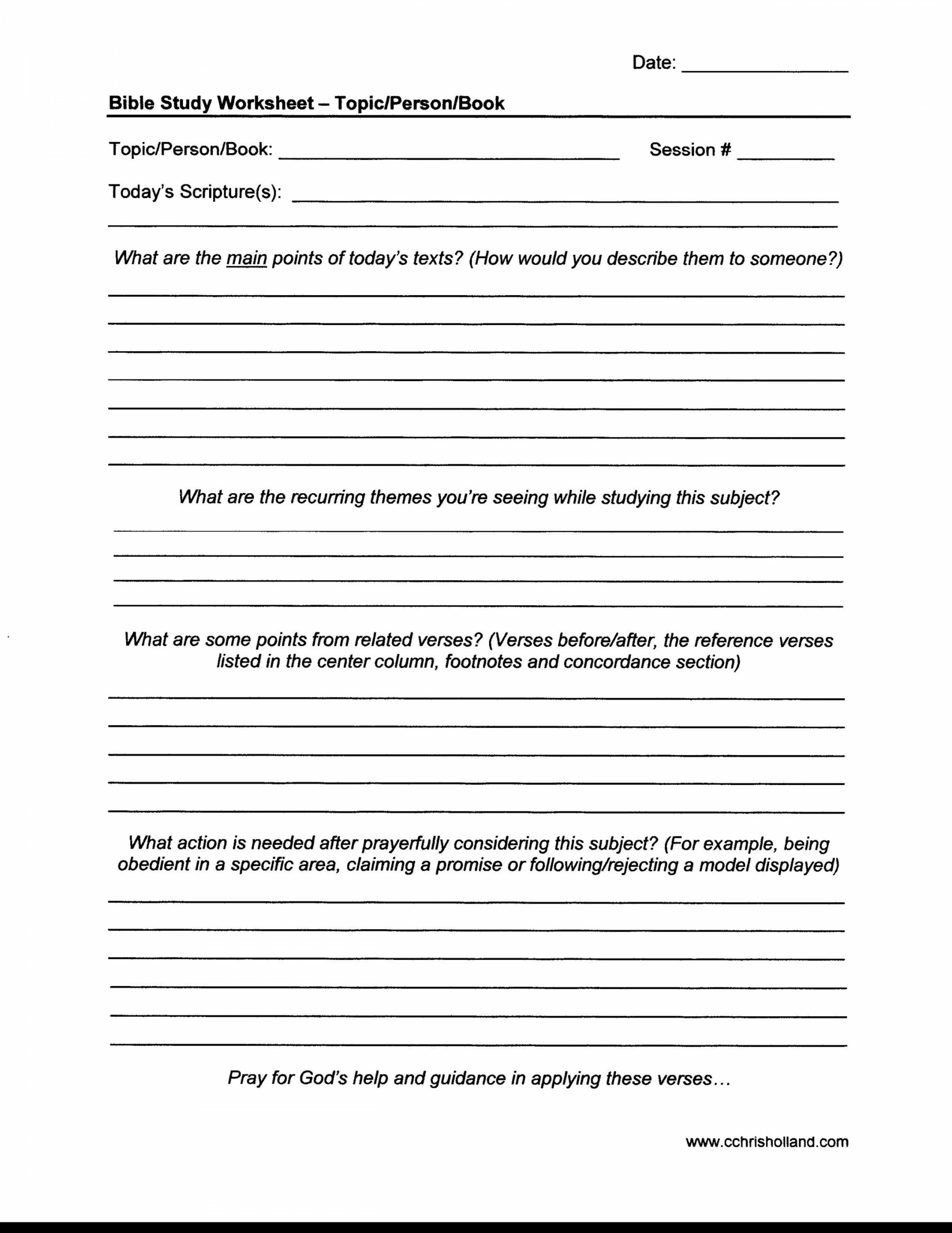 Bible Study Worksheets  cchrisholland