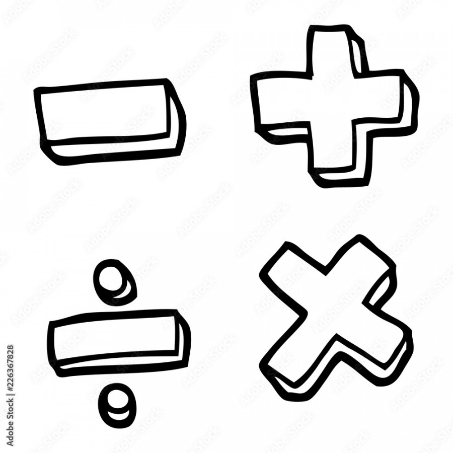 black and white cartoon math symbols Stock-Vektorgrafik  Adobe Stock