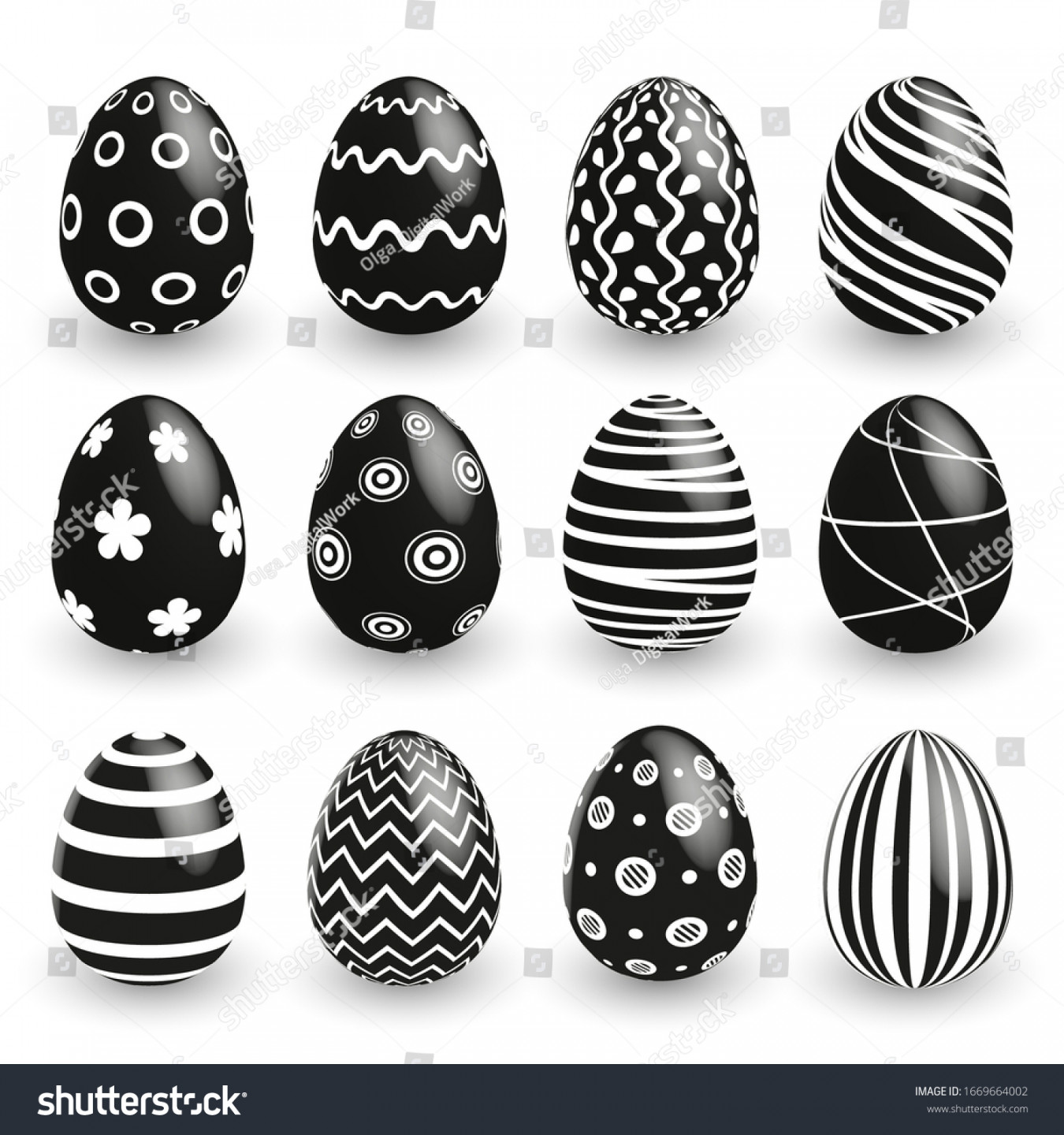 Black White Easter Eggs On White Stock Vector (Royalty Free