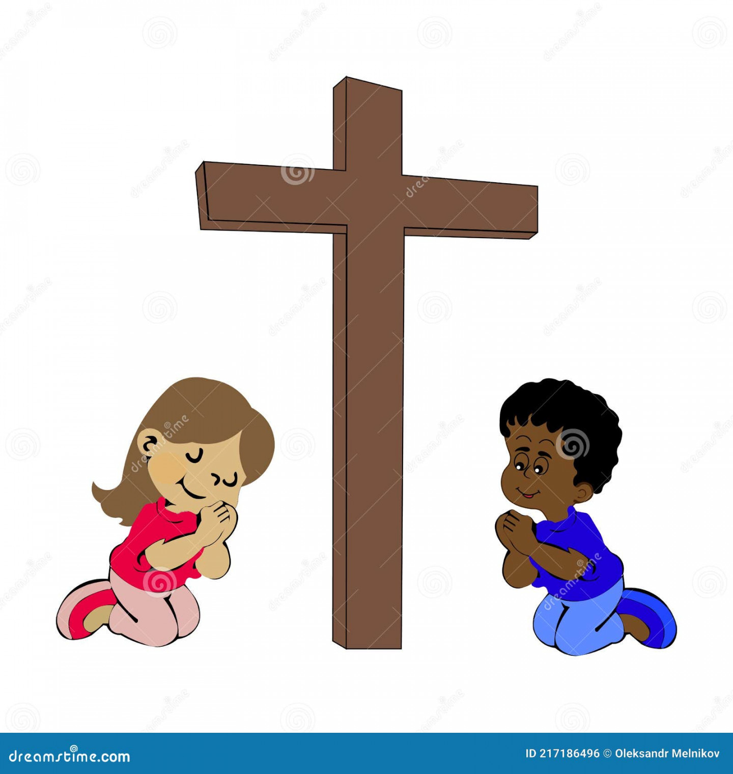 Boy and Girl Icon. the Sign of the Christian Cross