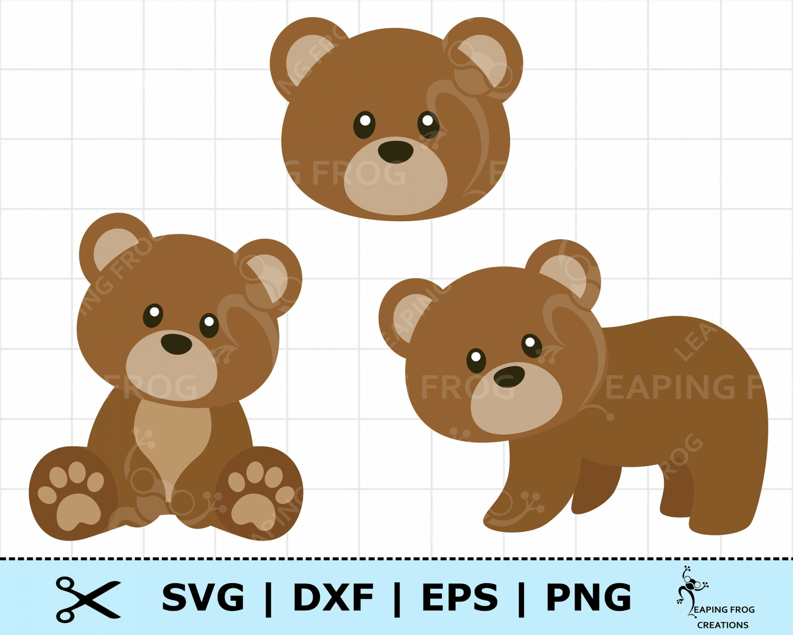 Braunbär Set SVG. Brauner Bär DXF. Brauner Bär PNG. Circut Geschnittene  Dateien, Silhouette. Layered Dateien. Bündel, Set. Süßer Babybär Svg