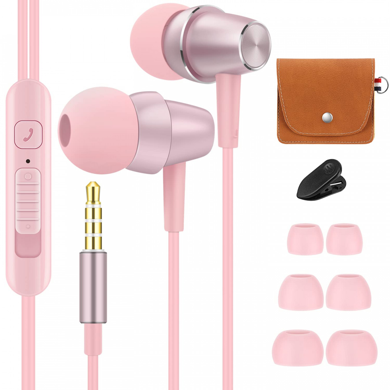 Bulees Kopfhörer für Kinder,Sanft In-Ear Headphones mit Mikrofon und  Lautstärkeregler, Niedlich Kleine Ohrhörer für iPhone/s,Smartphones,  MP-Rosa