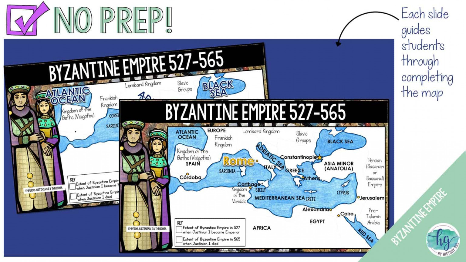 Byzantine Empire and Justinian I Map Activity (Print and Digital