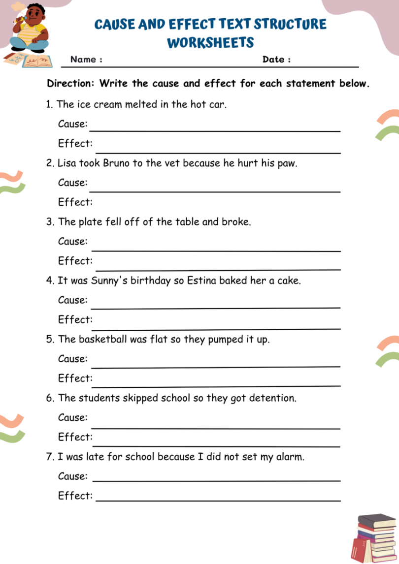 Cause And Effect Text Structure Worksheets  WorksheetsGO