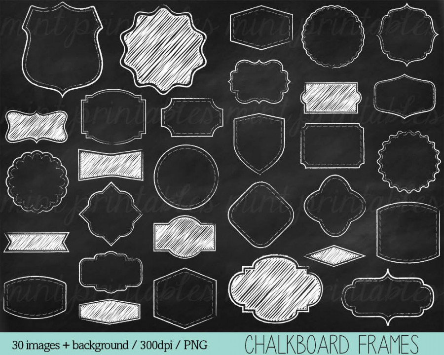 Chalkboard Frames Clipart Chalk Clipart Clip Art Borders - Etsy