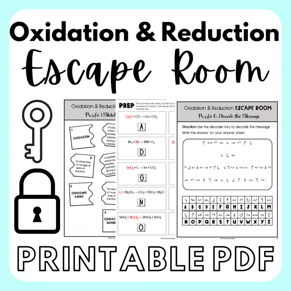 CHEMISTRY REDOX Oxidation & Reduction Escape Room Activity