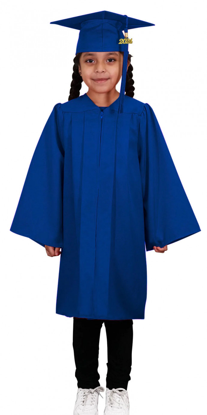 Child Matte Royal Blue Graduation Cap & Gown - Preschool