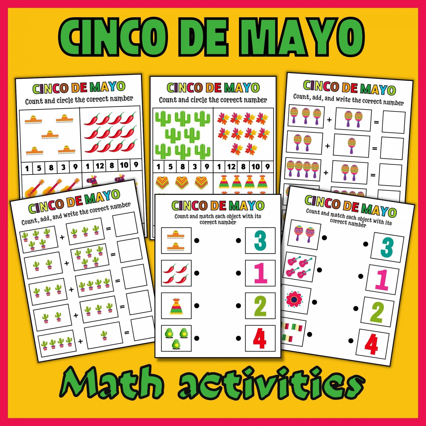 Cinco de Mayo Math Activities  Cinco de Mayo Fiesta Math Activity