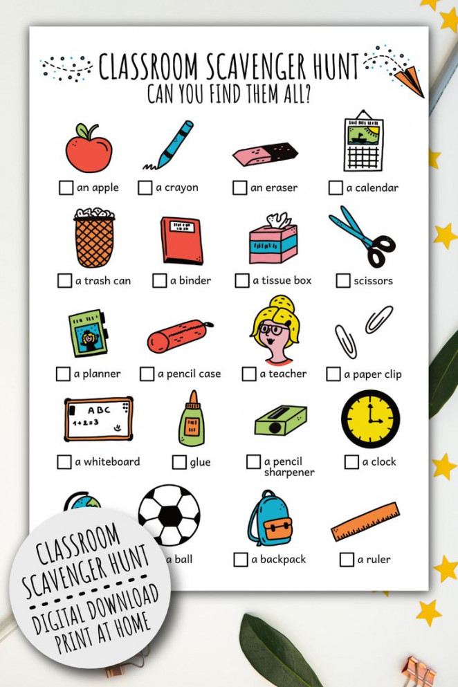 Classroom Scavenger Hunt for Kids School Activity Games for - Etsy