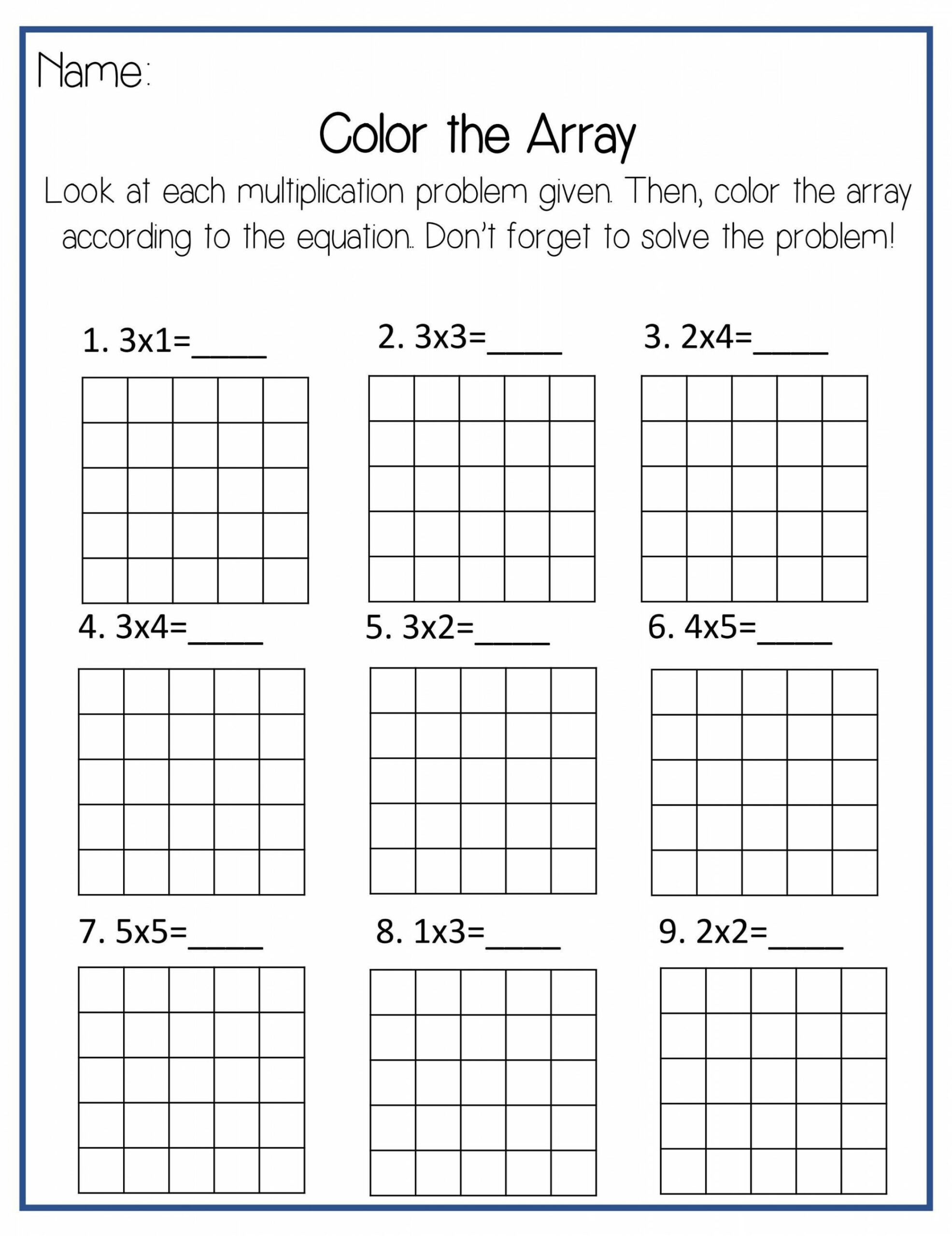 Color the Array Multiplication Eight Worksheets (Instant Download