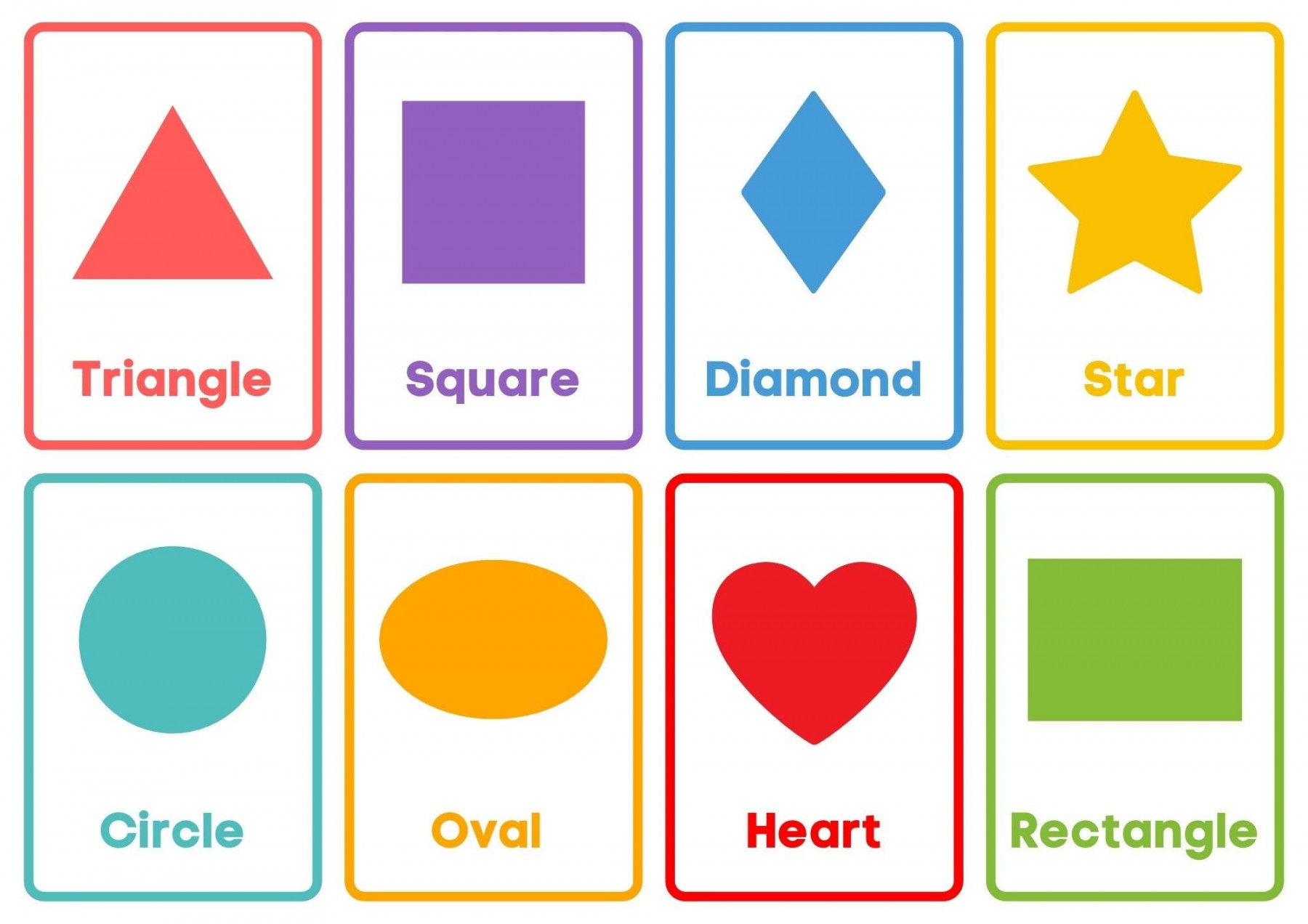 Colorful Shapes Printable Flashcards Instant Download -D Shapes