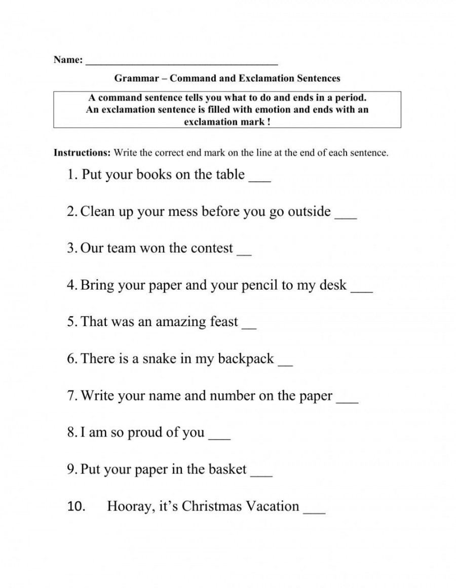 Command and Exclamation Sentences worksheet  Live Worksheets