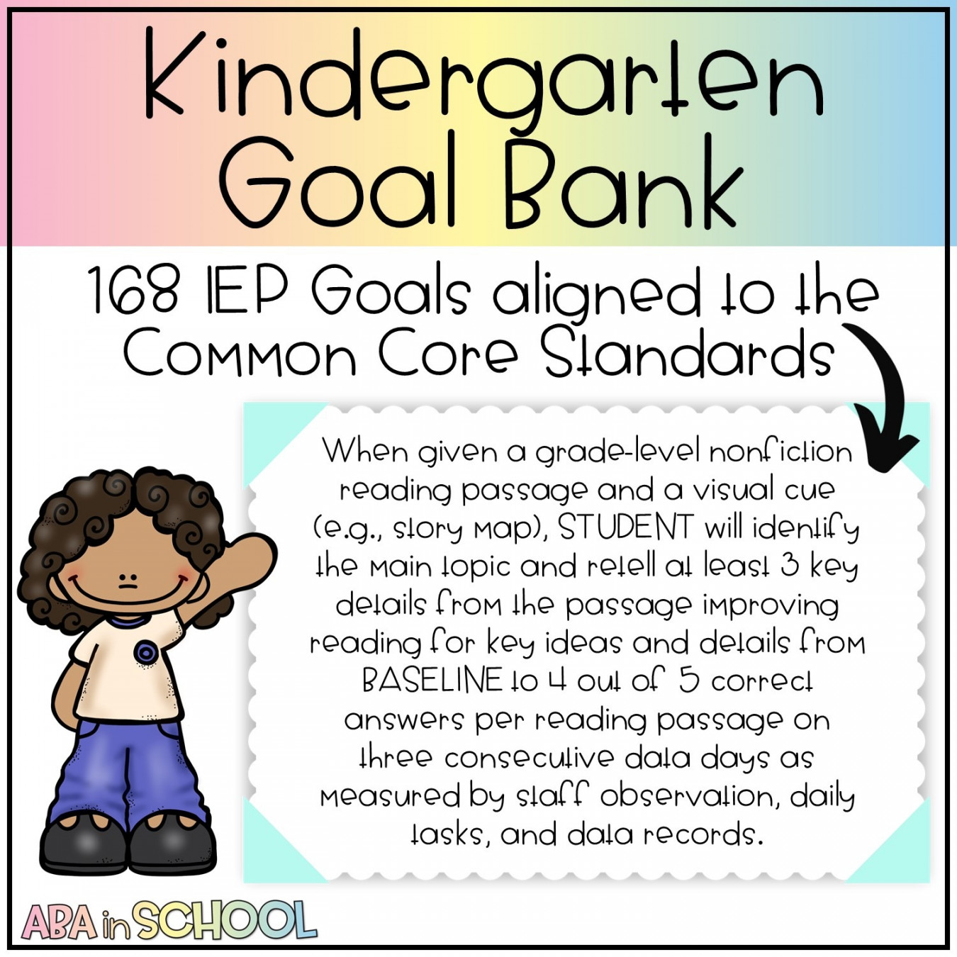 Common Core Standards IEP Goal Bank Preschool and Kindergarten