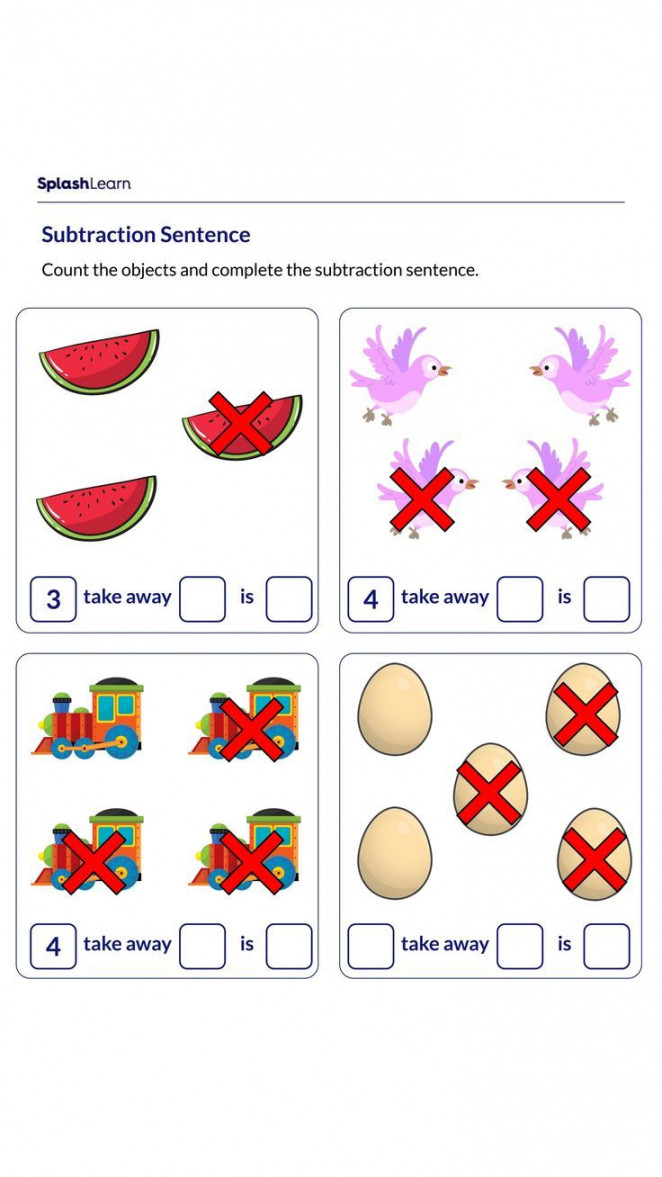 Complete Subtraction Sentence Using Pictures  Subtraction