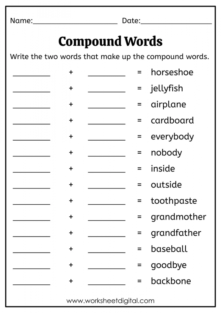 Compound Words - Worksheet Digital