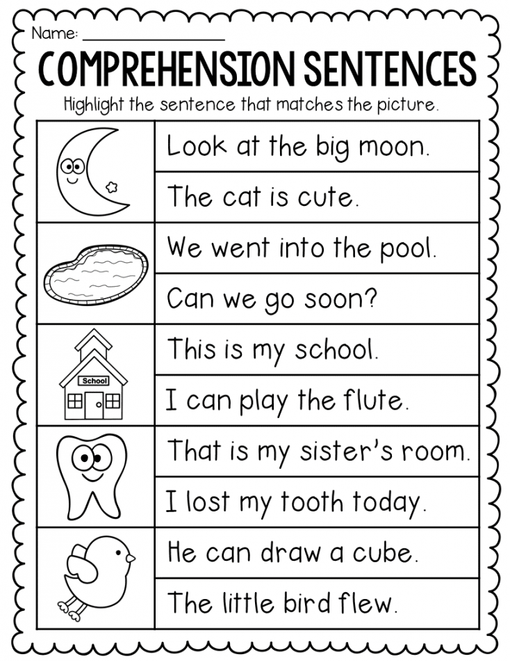 Comprehension Sentences Worksheets  Reading comprehension