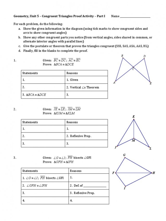 Congruent Triangles Proof Worksheet  PDF  Triangle Geometry