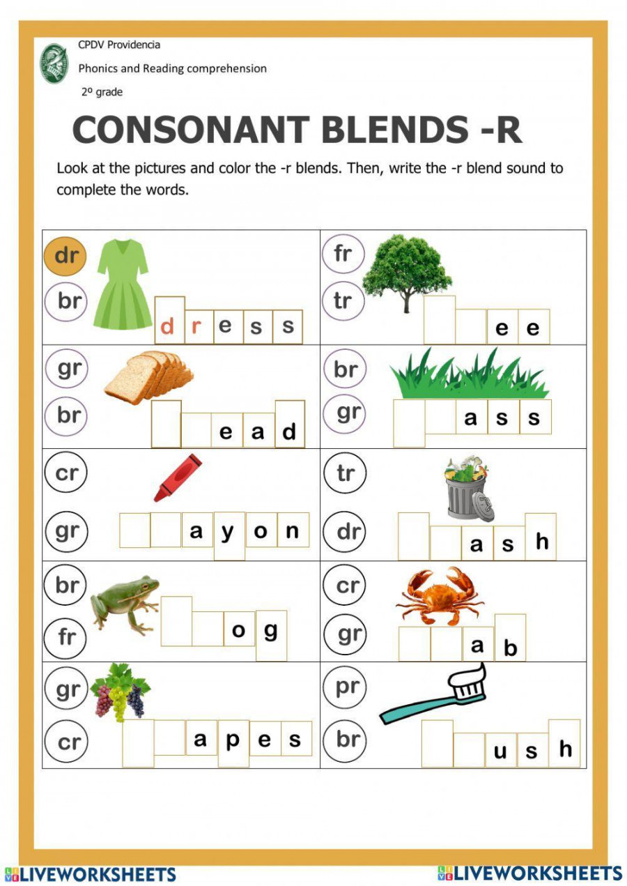 Consonant blends online worksheet for   Live Worksheets