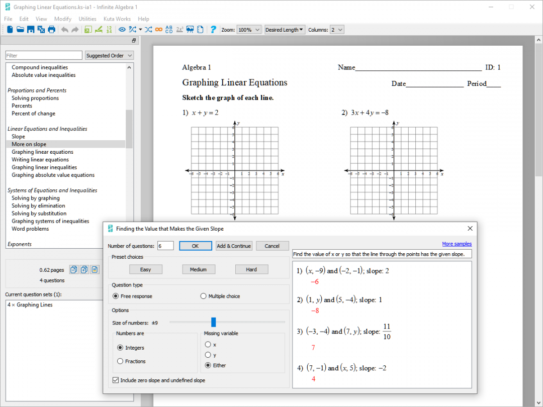 Create Custom Pre-Algebra, Algebra , Geometry, Algebra