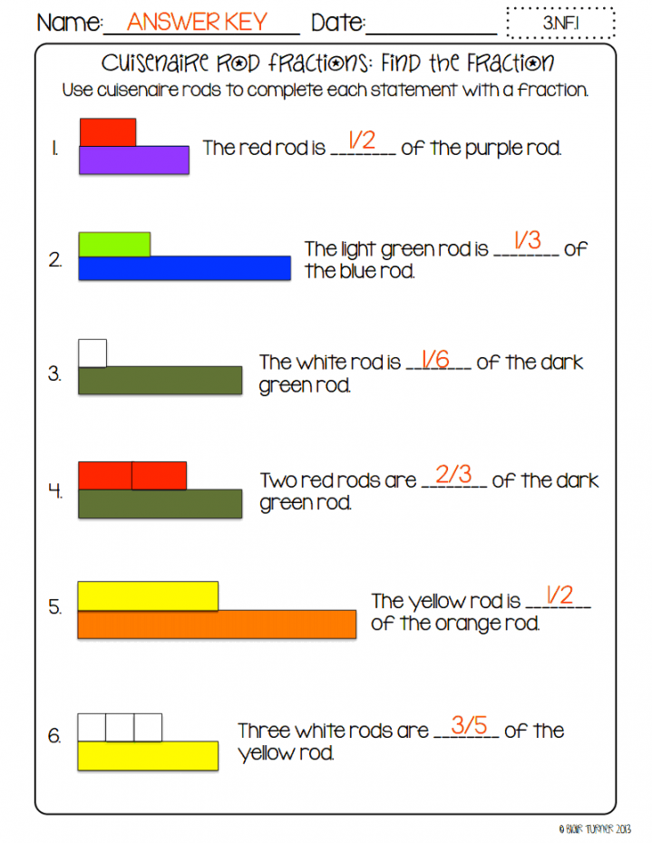 cuisenaire rods worksheet  Cuisenaire rod, Math fractions