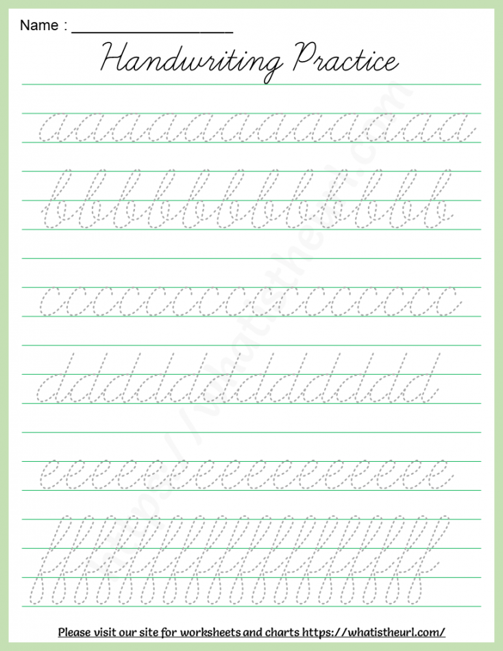 Cursive Handwriting Practice Worksheet  Alphabets a-z  Cursive