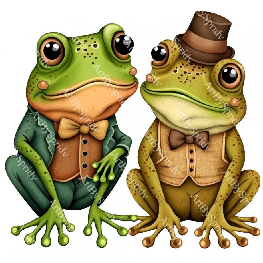 Cute Frog and Toad PNG Clipart Transparent Animal Clip Art - Etsy