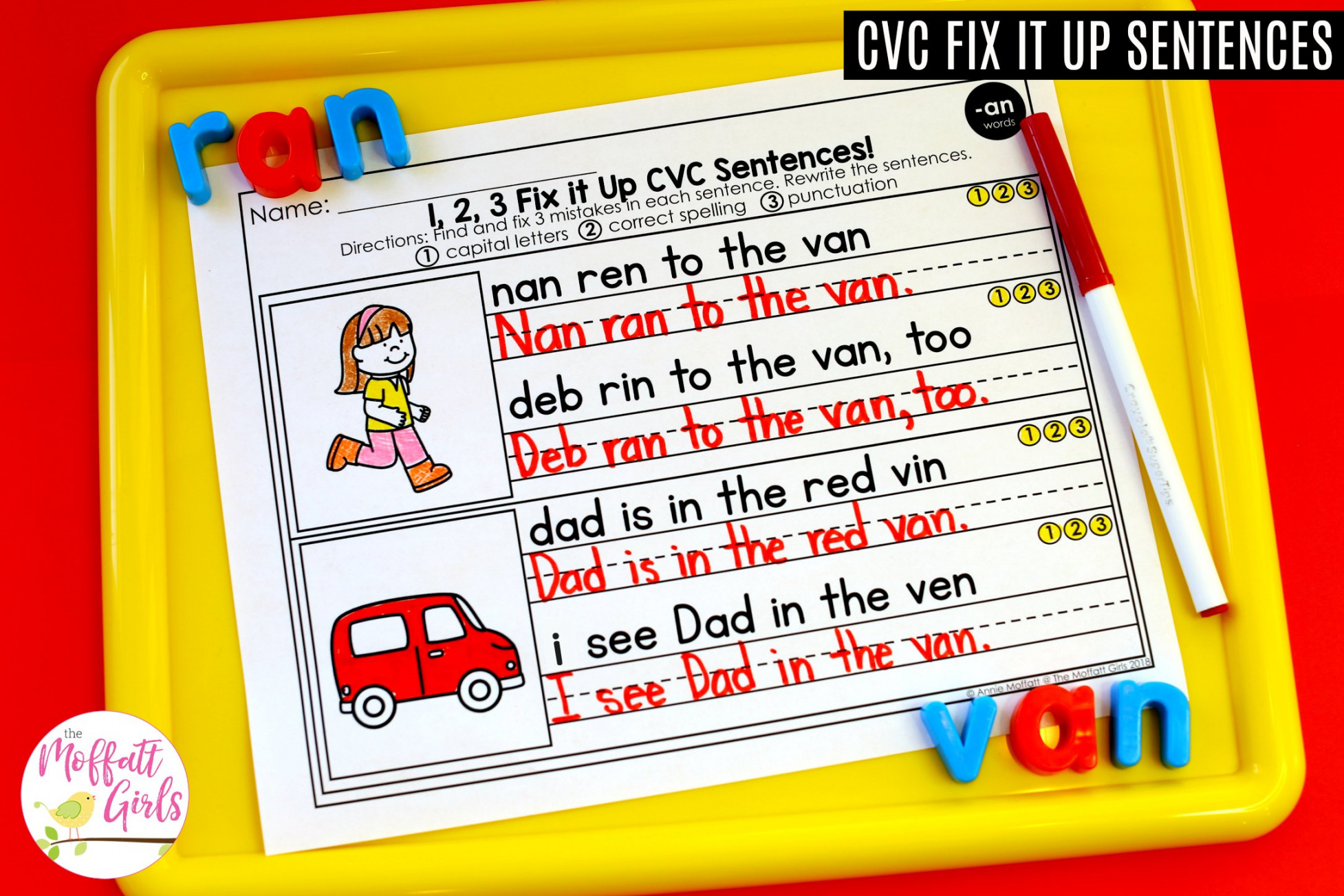 CVC FIX IT UP SENTENCES