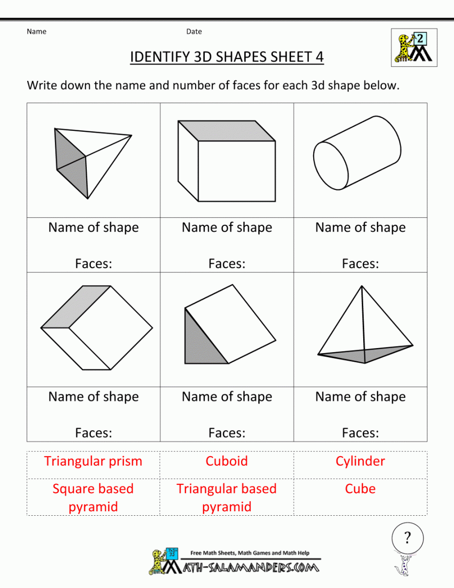 d Shapes Worksheets