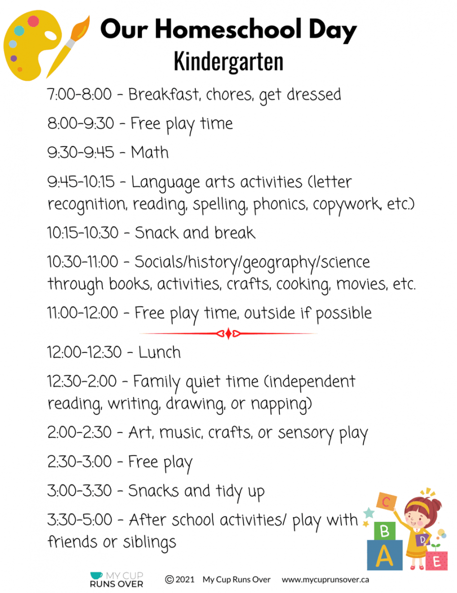 Daily Homeschool Schedule for Kindergarten: What Works and What