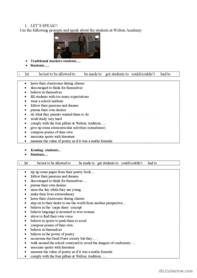 DEAD POETS SOCIETY: English ESL worksheets pdf & doc