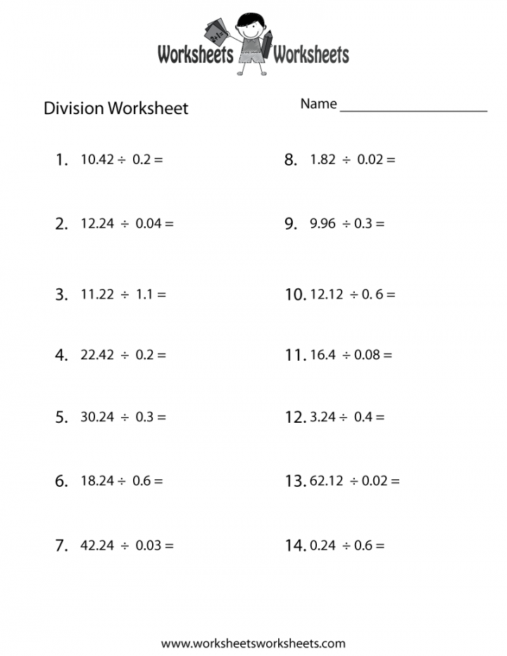 Decimal Division Worksheet  Worksheets Worksheets