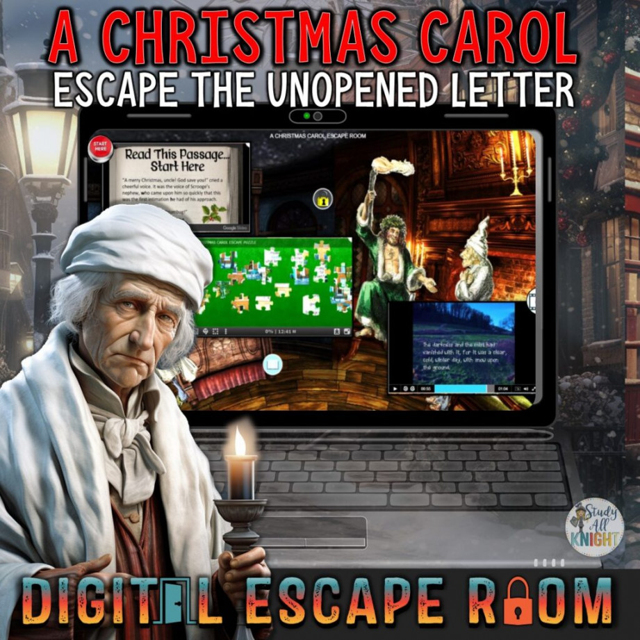 Digital Escape Room, a Christmas Carol, Charles Dickens, Fun for