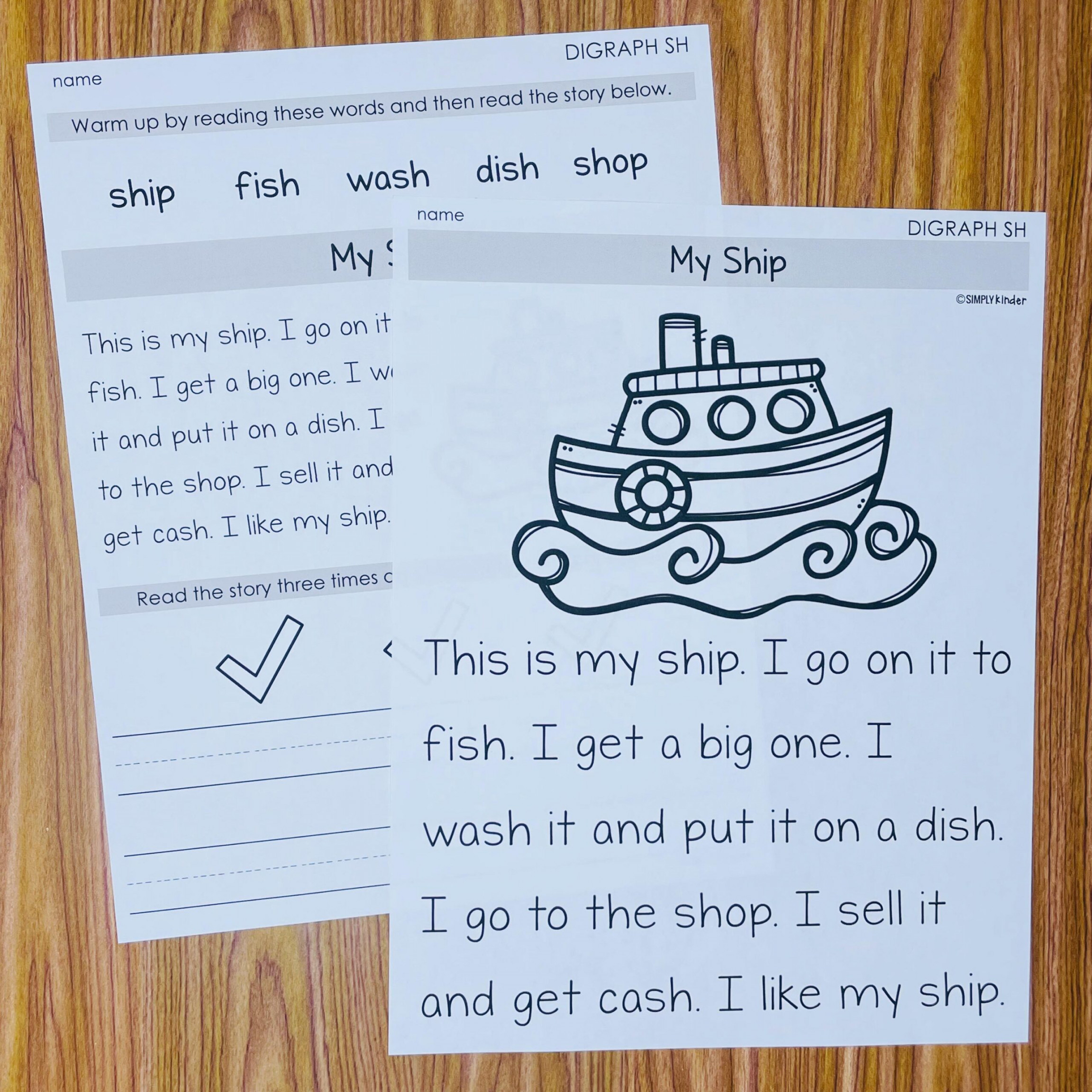 Digraph SH Fluency Passages Kindergarten - Simply Kinder