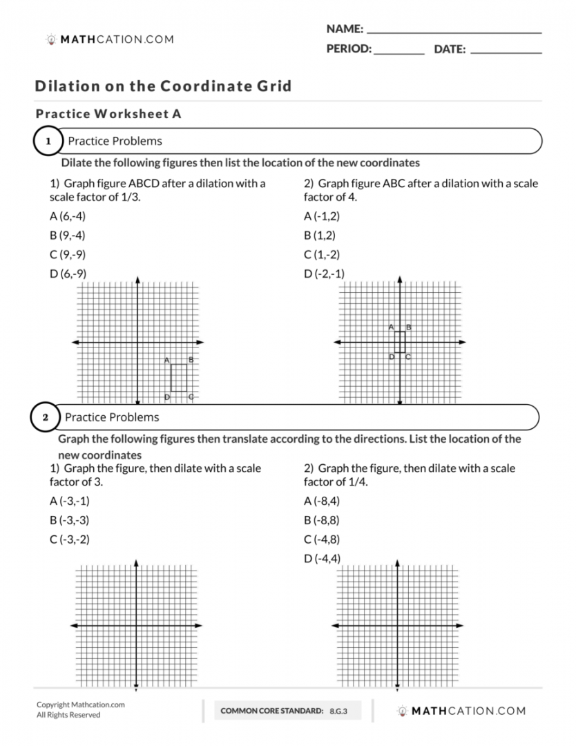 Dilation Worksheet, Formula, And Definition