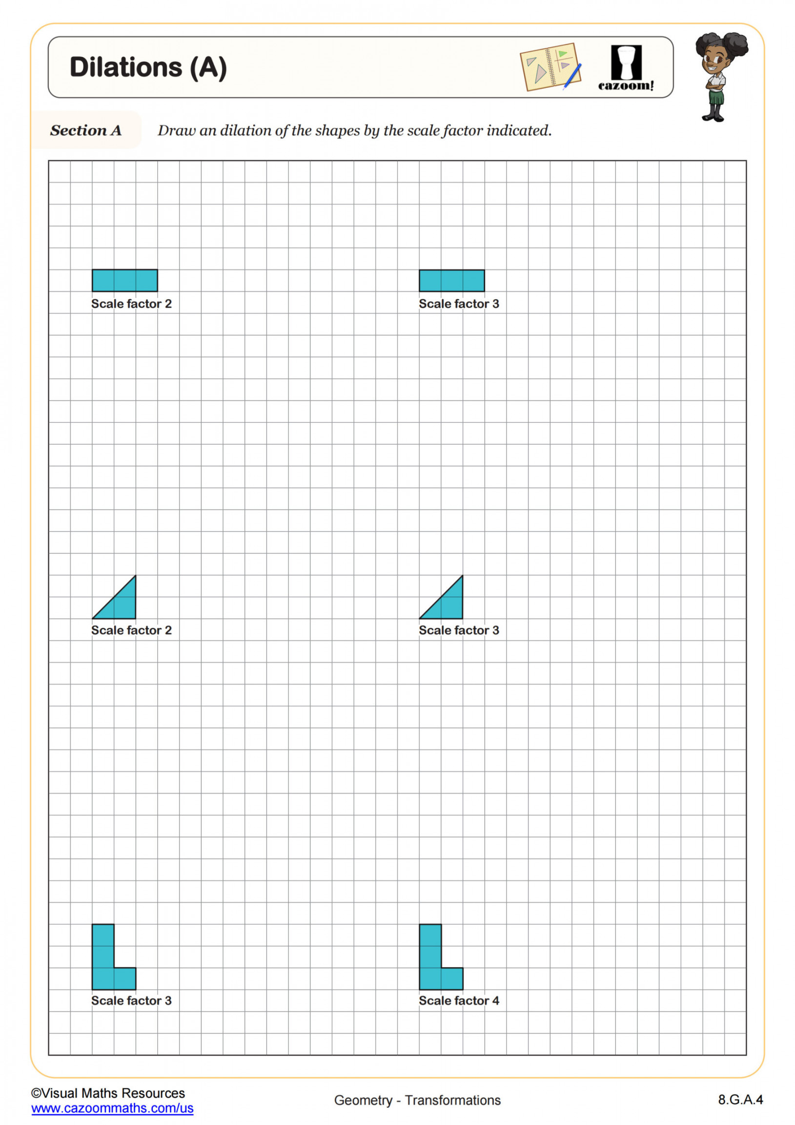 Dilations (A) Worksheet  Fun and Engaging th Grade PDF Worksheets