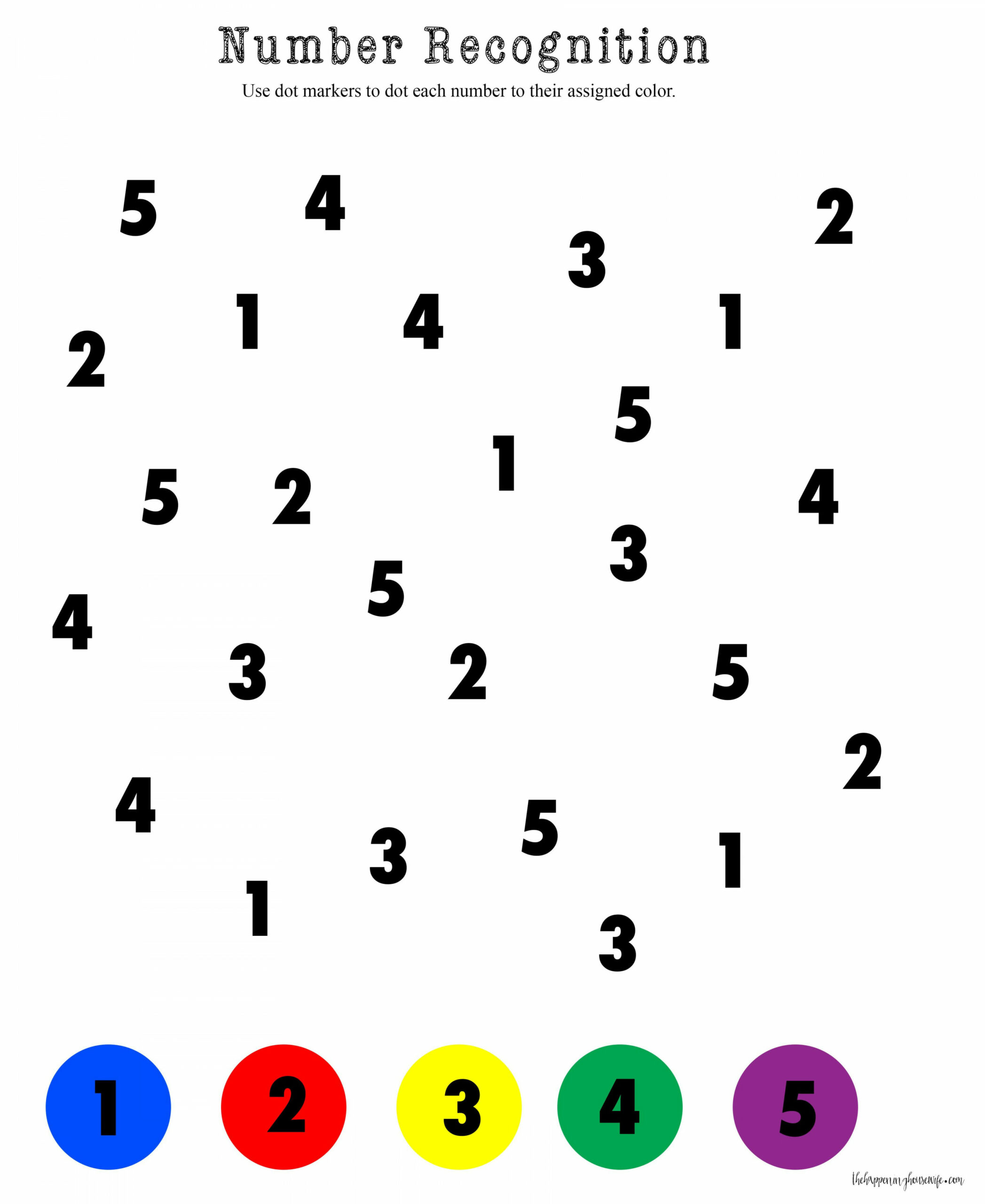 Dot Marker Numbers - Worksheet  Number recognition worksheets