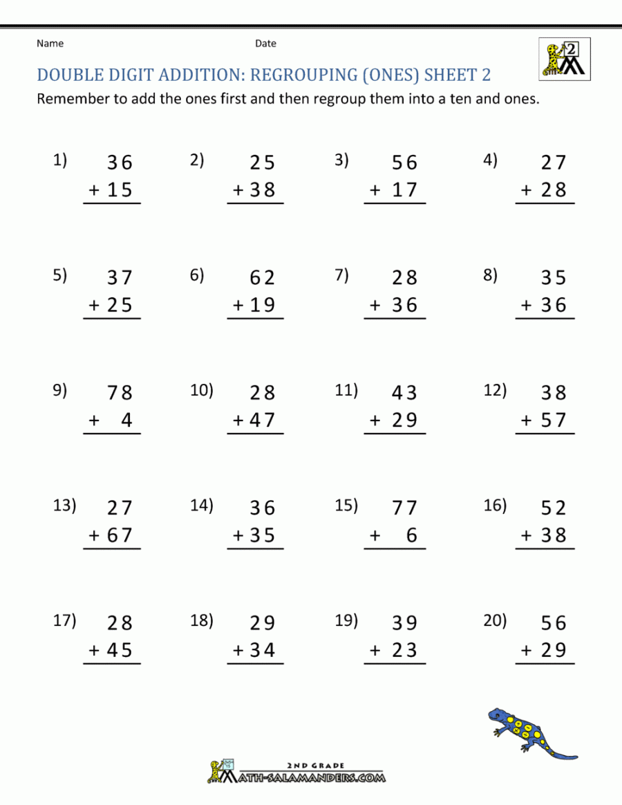 Double Digit Addition With Regrouping