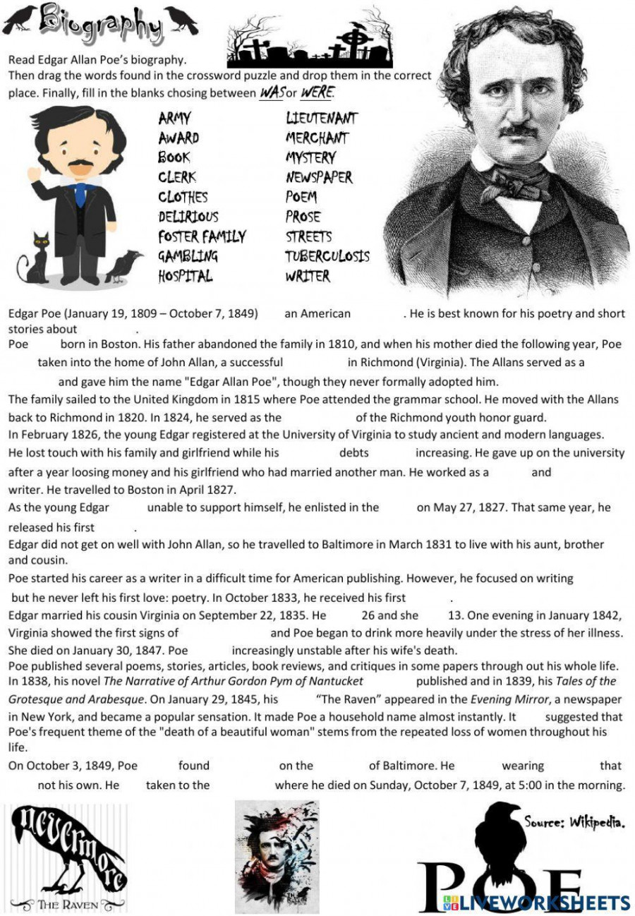 Edgar Allan Poe Activities Worksheets Pdf Martin Lindelof