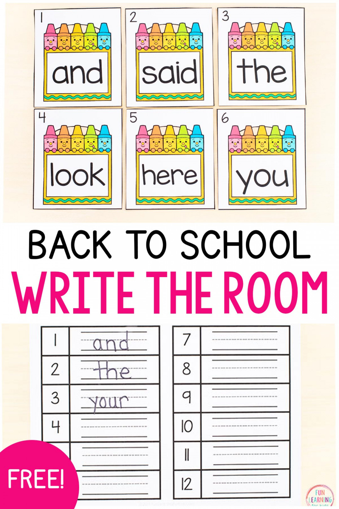 Editable Back to School Write the Room Free Printable