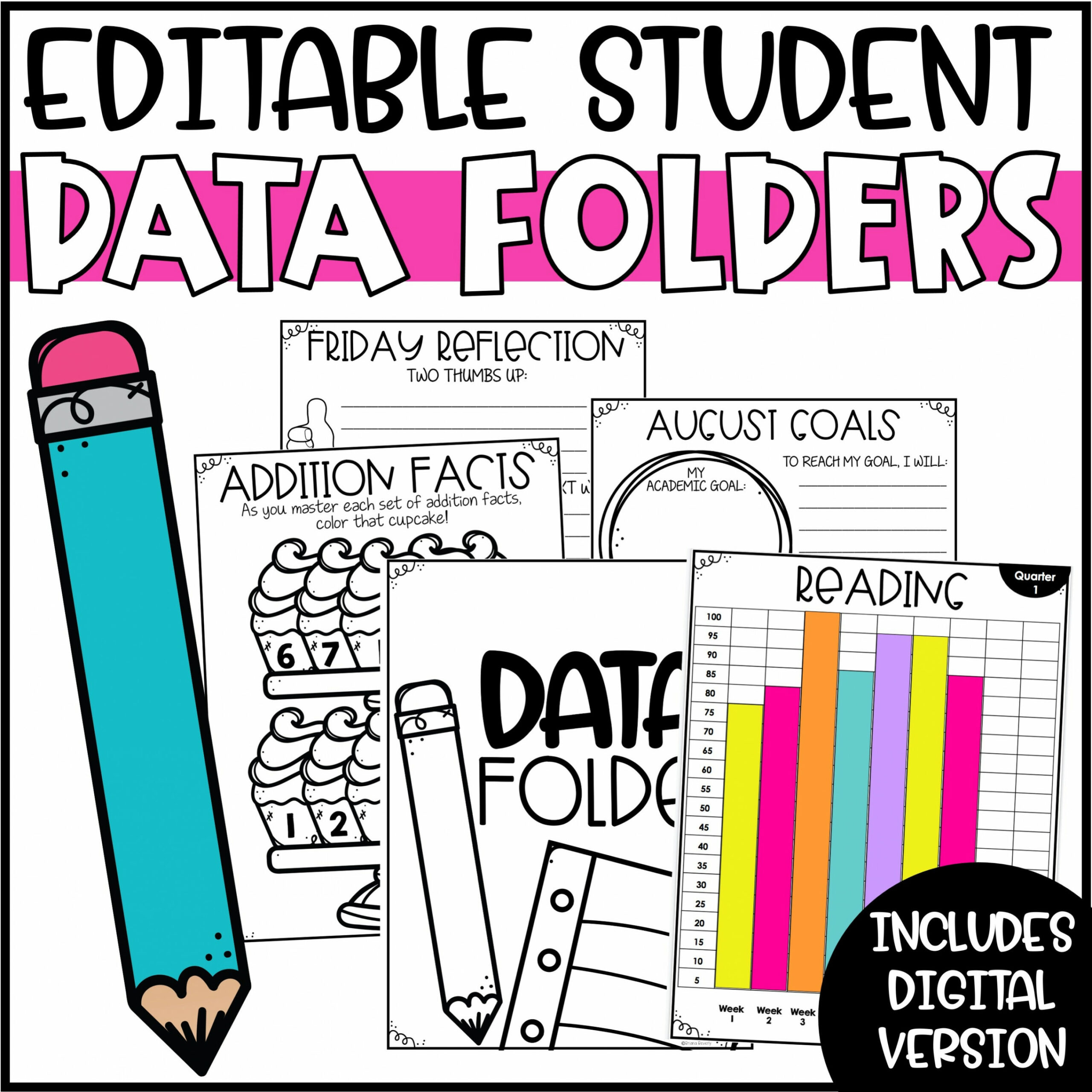 Editable Student Data Binder or Folder  Digital Student Tracking Sheets  Google