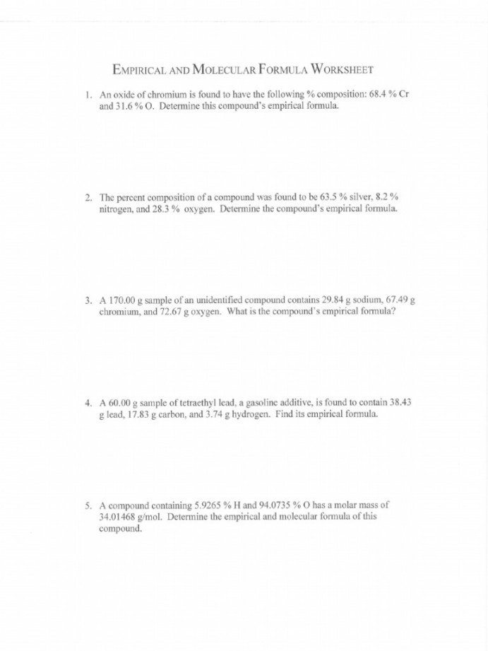 Empirical Formula Worksheet II  PDF