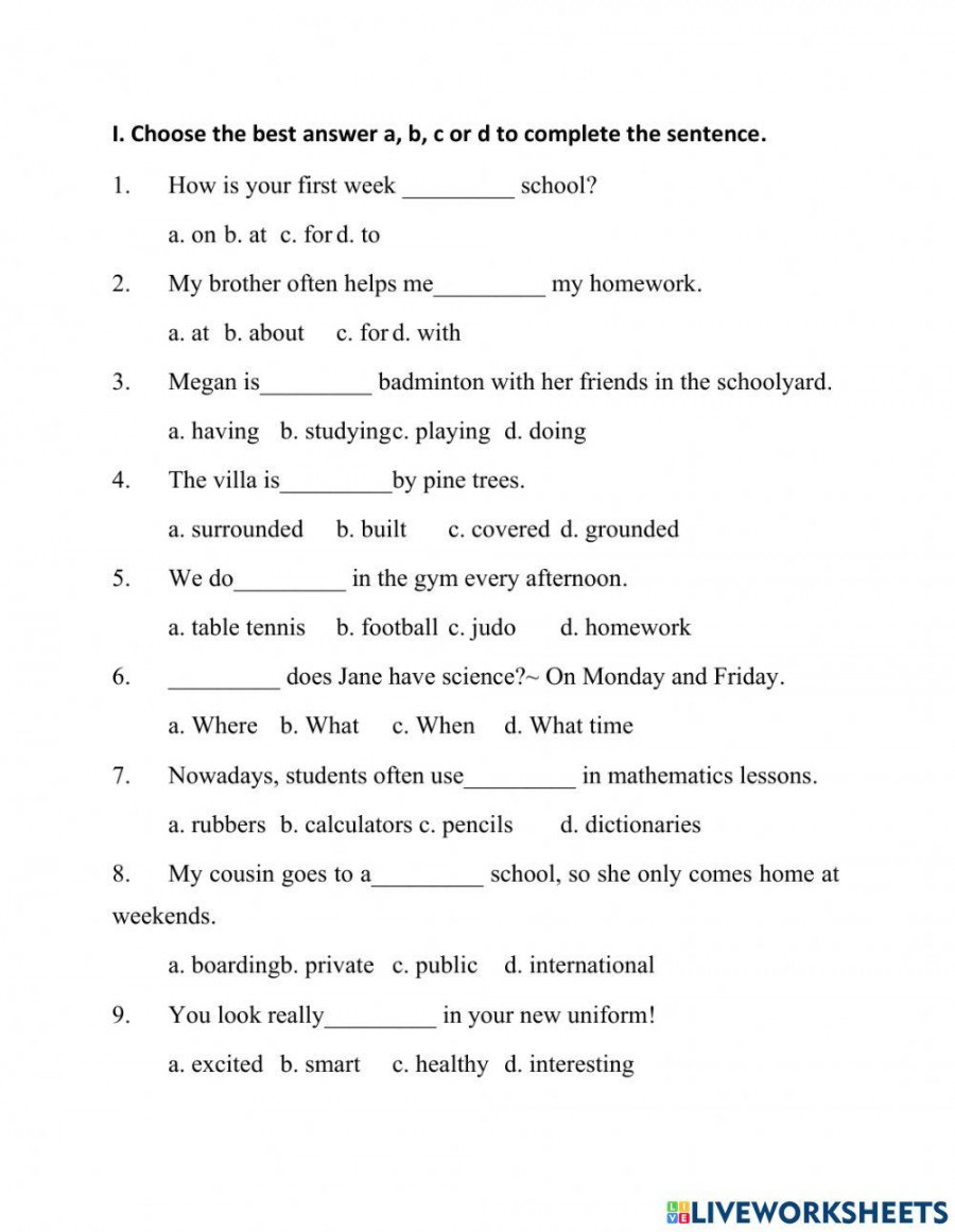 English Grade  interactive worksheet  Live Worksheets