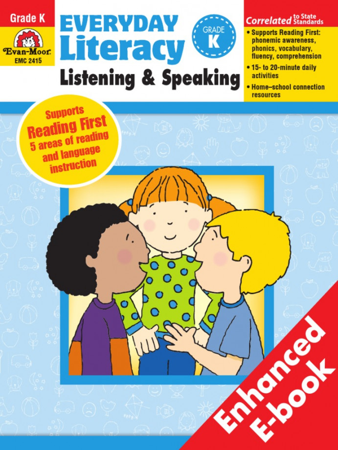 Everyday Literacy Listening and Speaking, Grade K  PDF  E Books