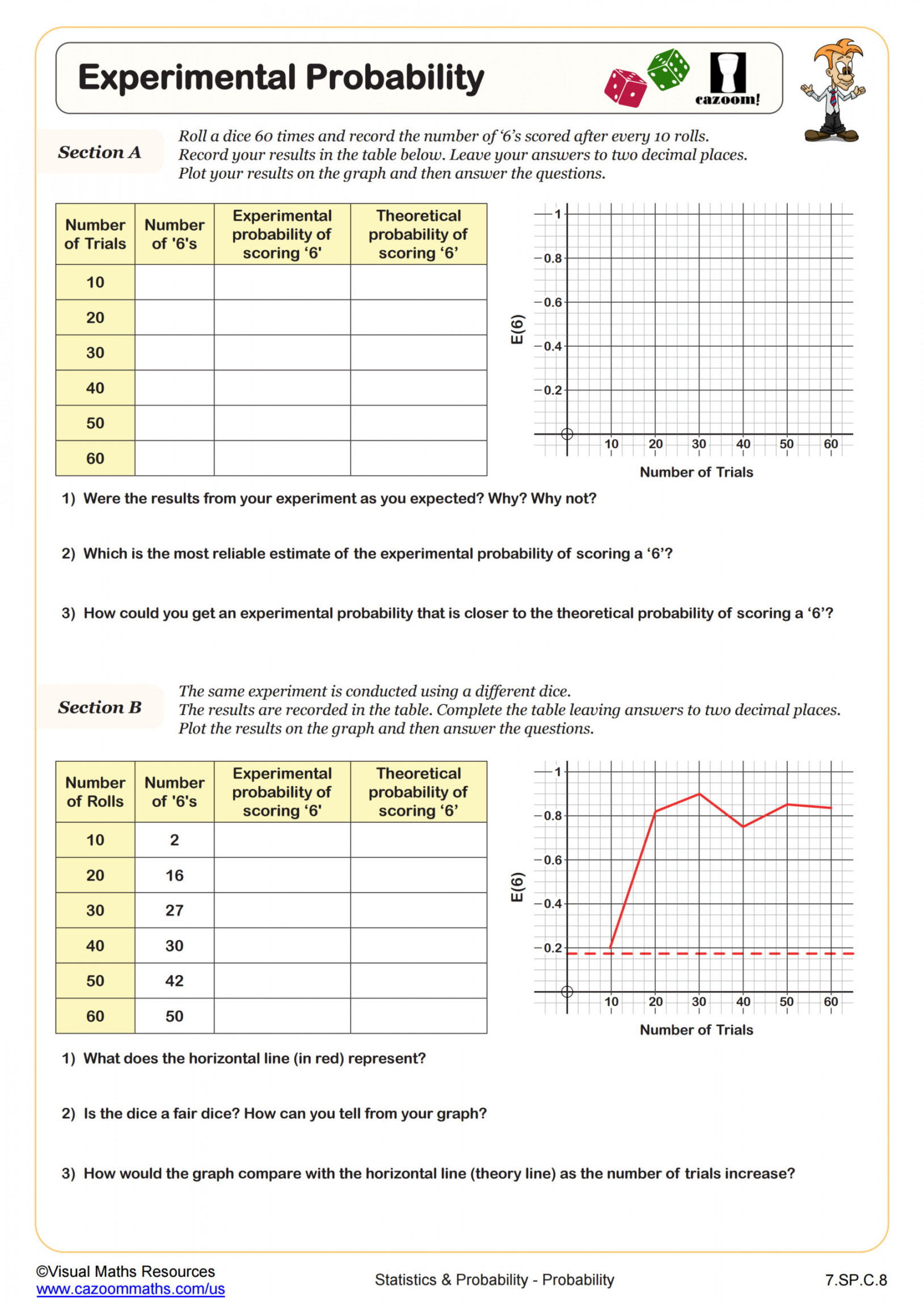 Experimental Probability Worksheet  Fun and Engaging th Grade