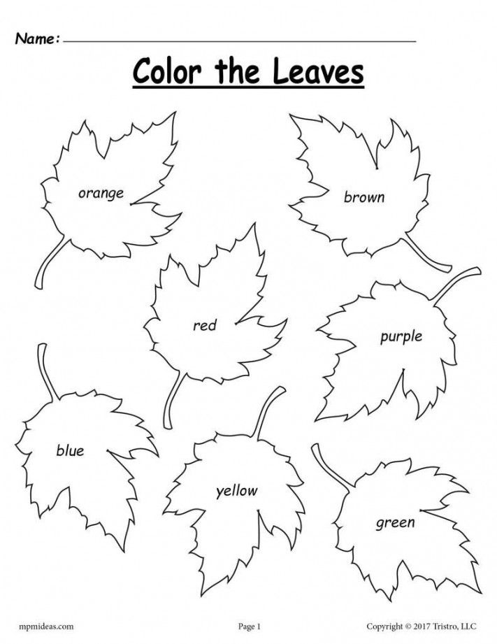 Fall Leaf Color Words Worksheet!  Fall kindergarten, Fall