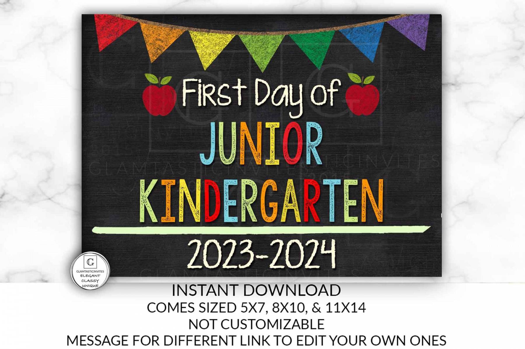 First Day of Junior Kindergarten Sign Digital Printable - Etsy