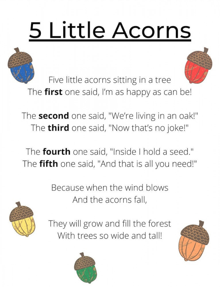 Five Little Acorns Poem DIGITAL DOWNLOAD - Etsy UK