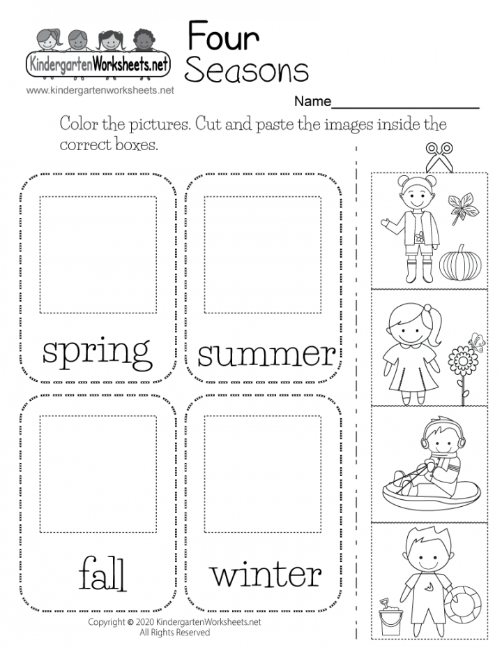 Four Seasons Worksheet for Kindergarten - Free Printable, Digital